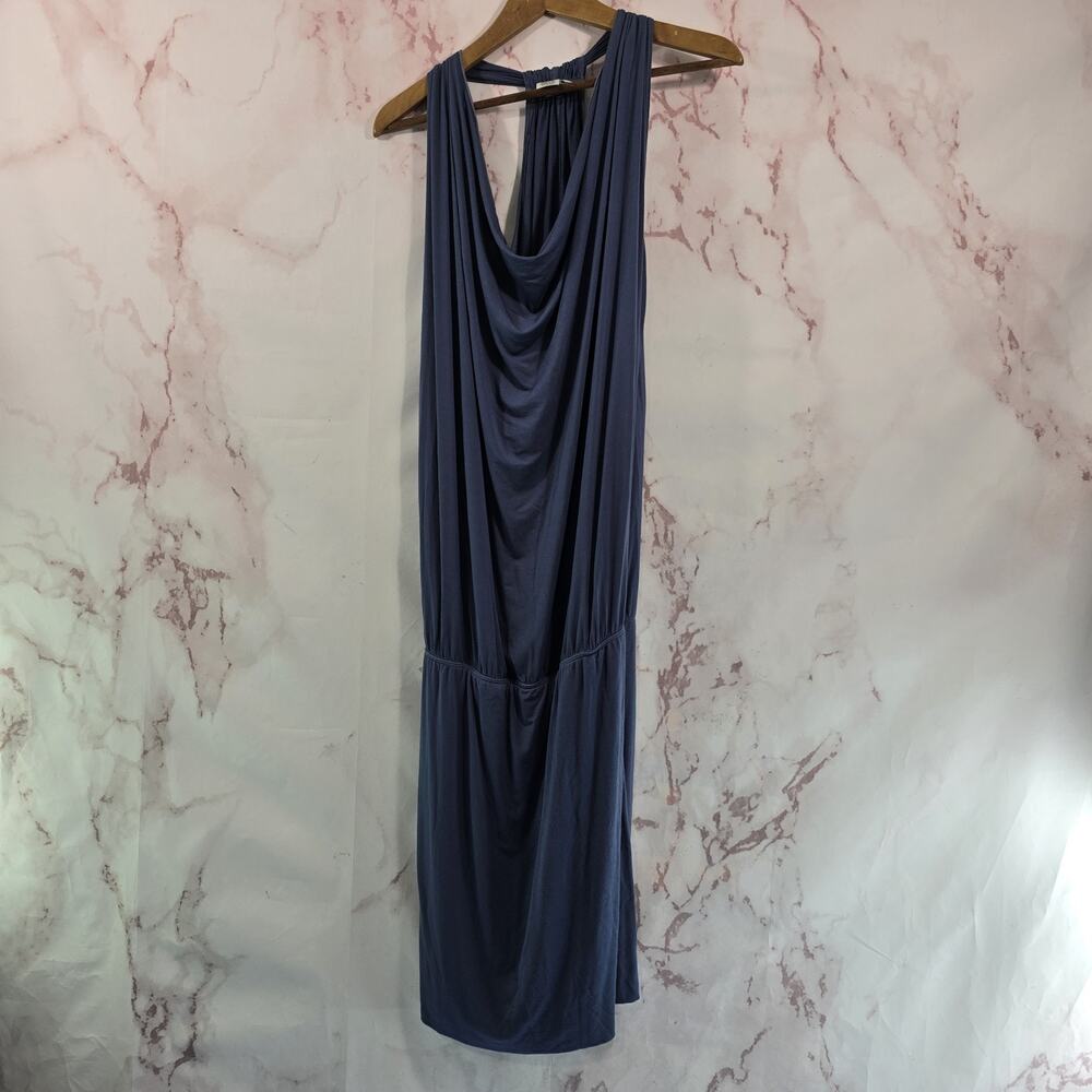 Vintage Y2K Dress Women Mediun Blue Tank Mini Modal Slub Soft Hard Tail Slouchy